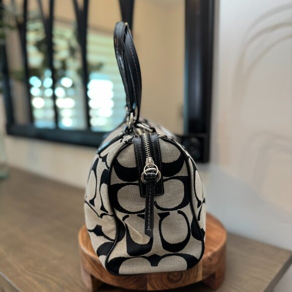 Coach Signature Stripe Canvas & Leather Satchel — New Without Tags - Picture 5 of 8